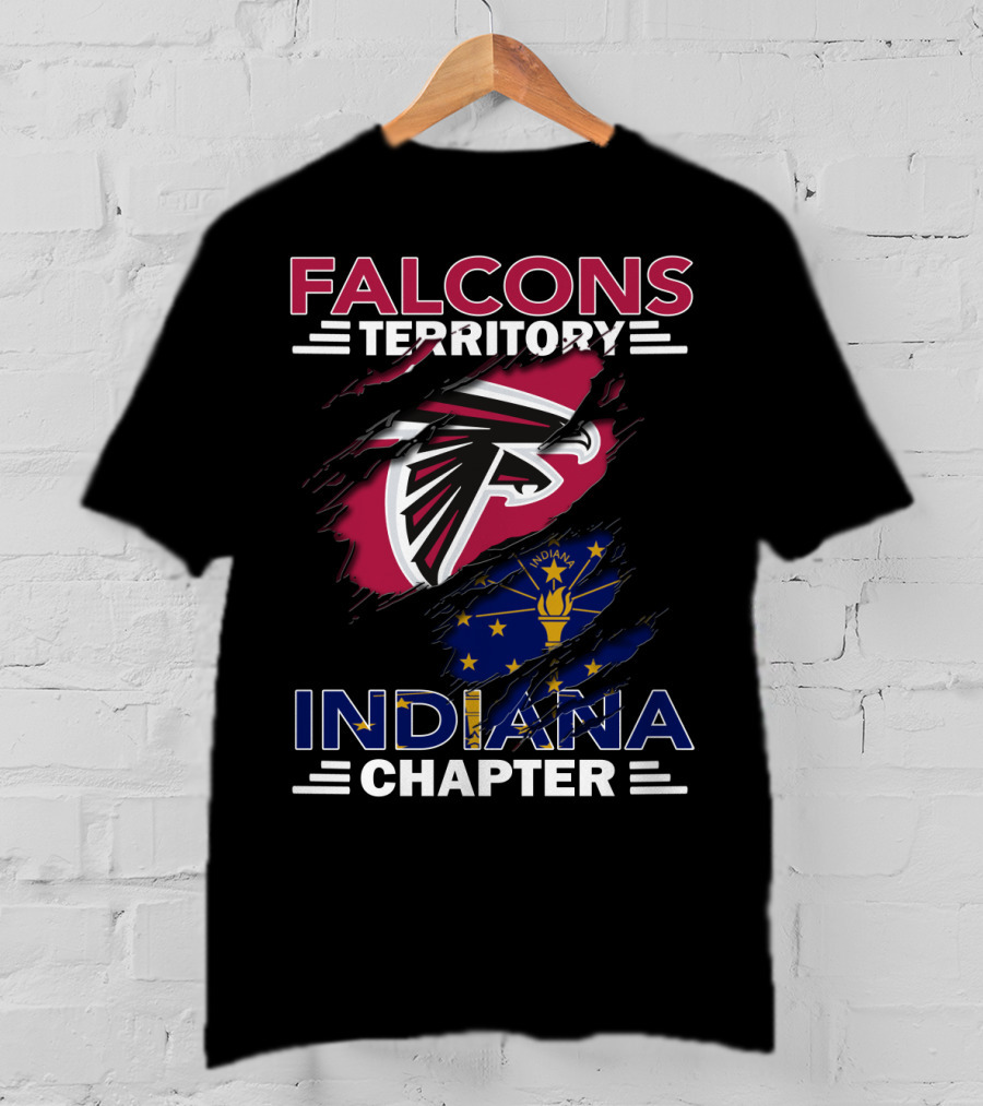 Falcons Territory Indiana Chapter With Atlanta Falcons Logo And Indiana State Flag T-Shirt