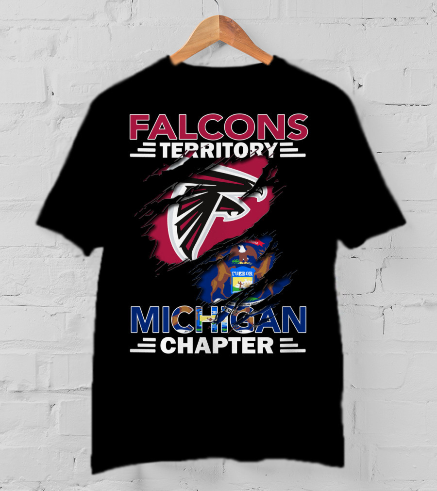 Falcons Territory Michigan Chapter Logo With Michigan State Flag Elements T-Shirt