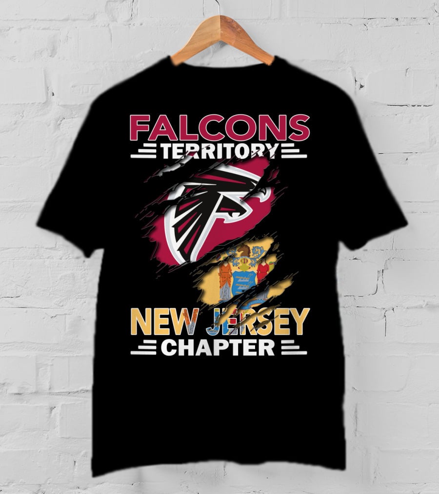 Falcons Territory New Jersey Chapter Falcons Logo And State Flag T-Shirt