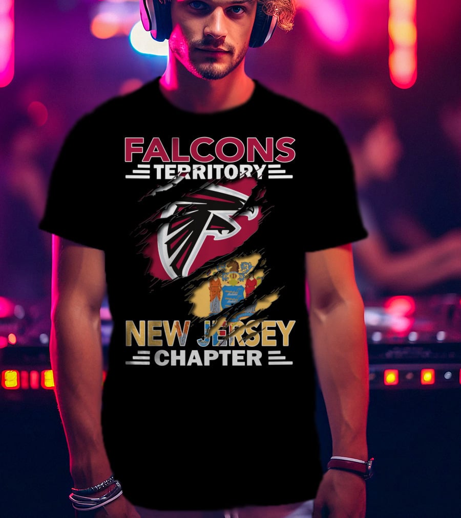Falcons Territory New Jersey Chapter Falcons Logo And State Flag T-Shirt
