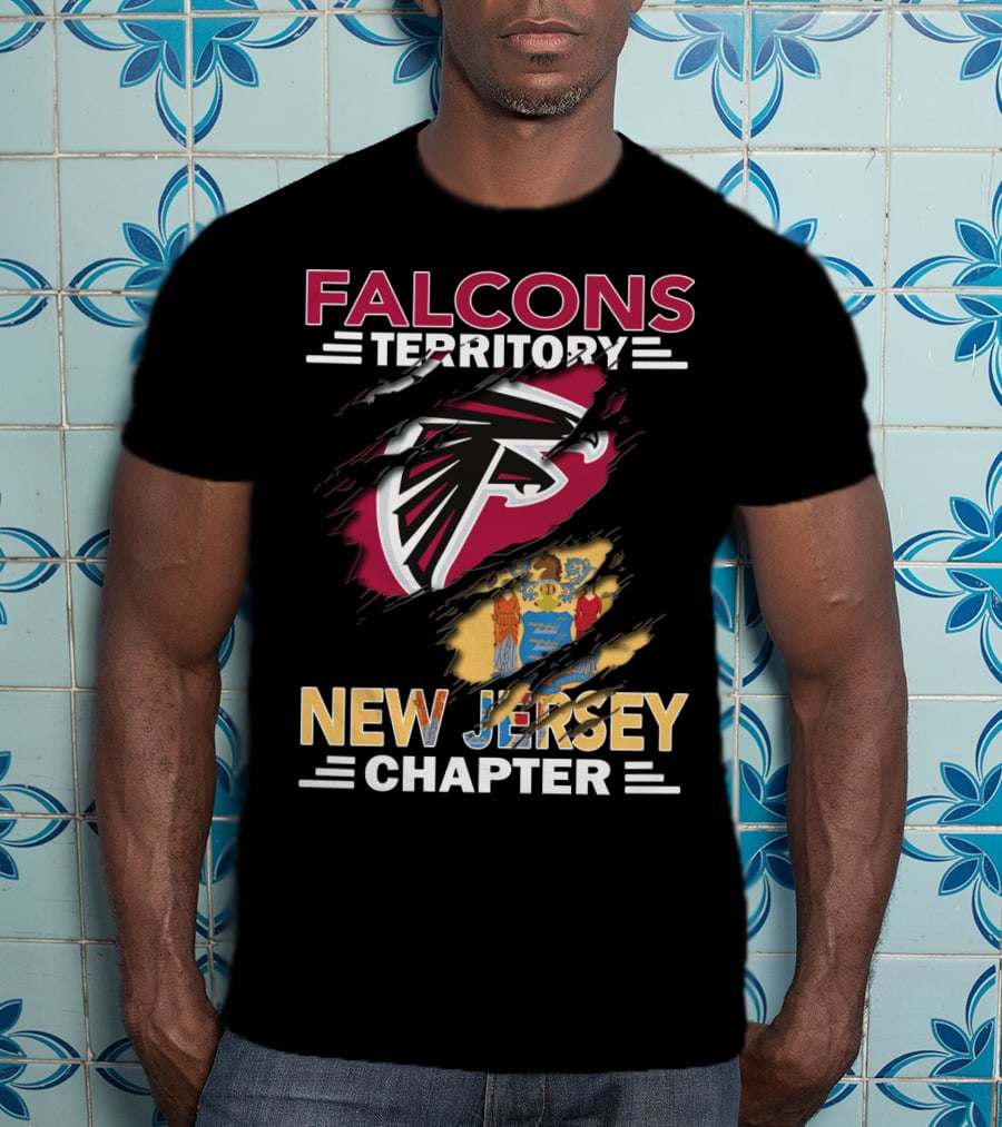 Falcons Territory New Jersey Chapter Falcons Logo And State Flag T-Shirt