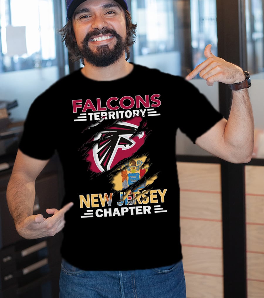 Falcons Territory New Jersey Chapter Falcons Logo And State Flag T-Shirt