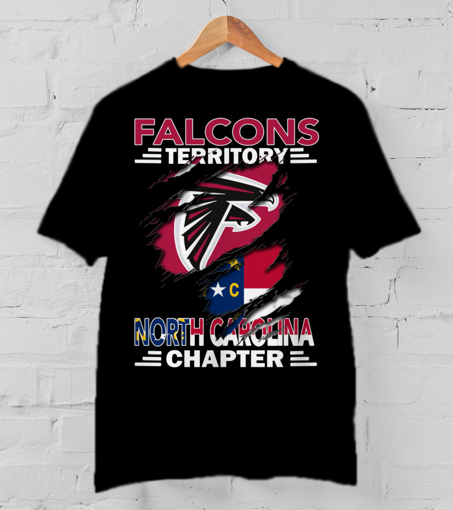 Falcons Territory North Carolina Chapter Logo With State Flag And Team Emblem T-Shirt