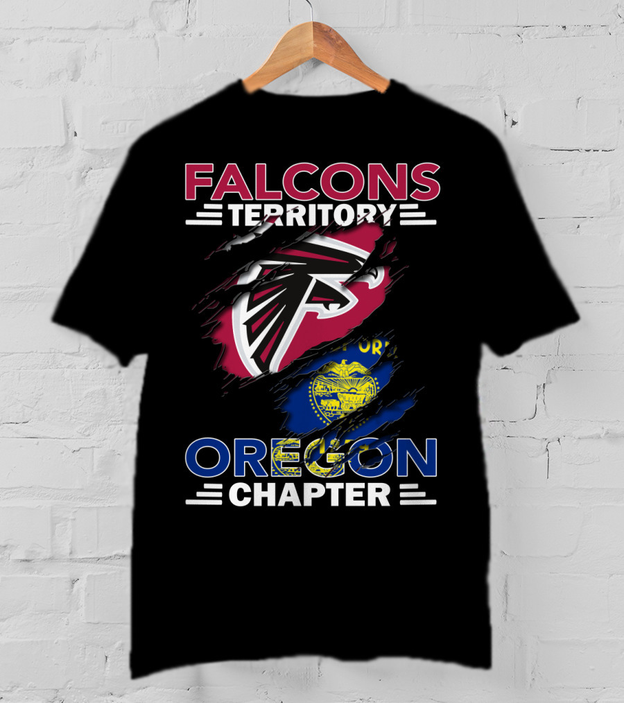 Falcons Territory Oregon Chapter NFL Logo And State Flag Fusion T-Shirt