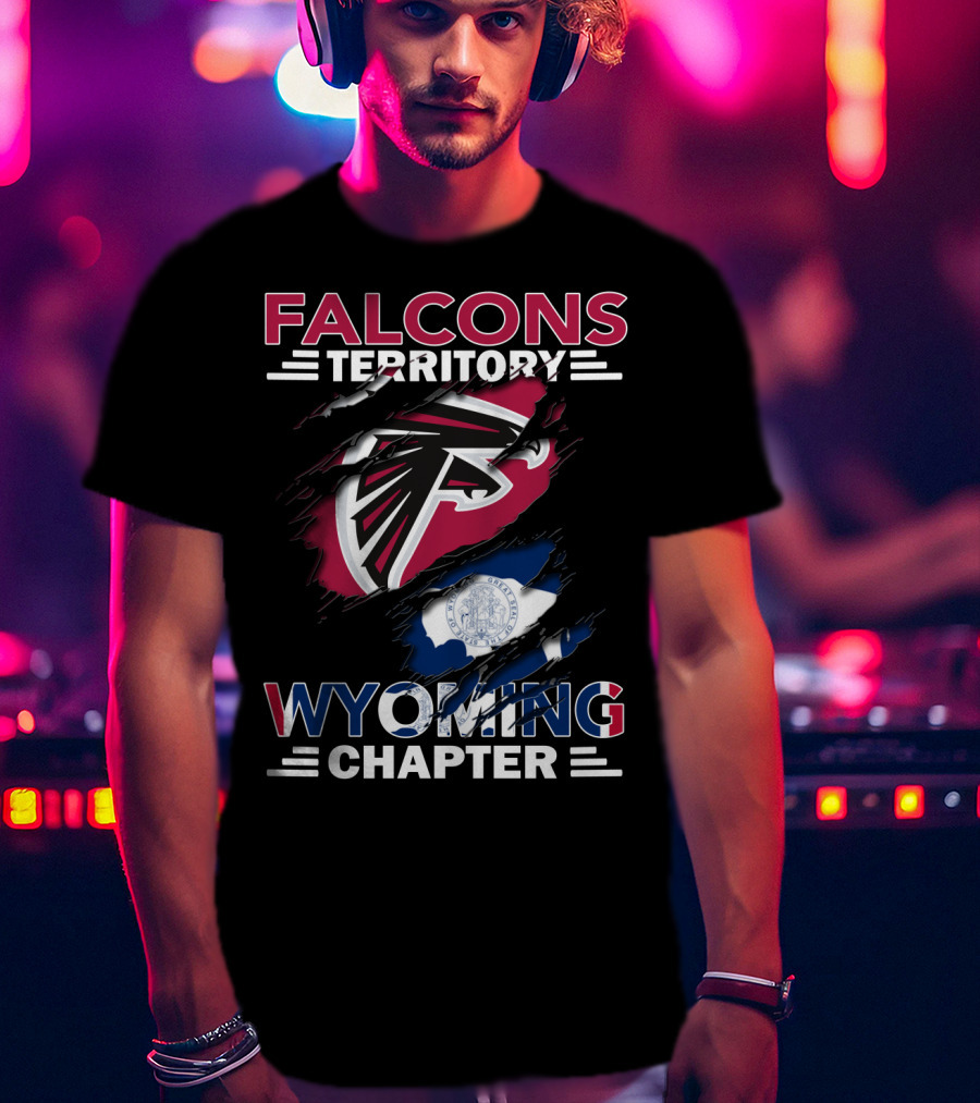 Falcons Territory Wyoming Chapter Flag Crest T-Shirt