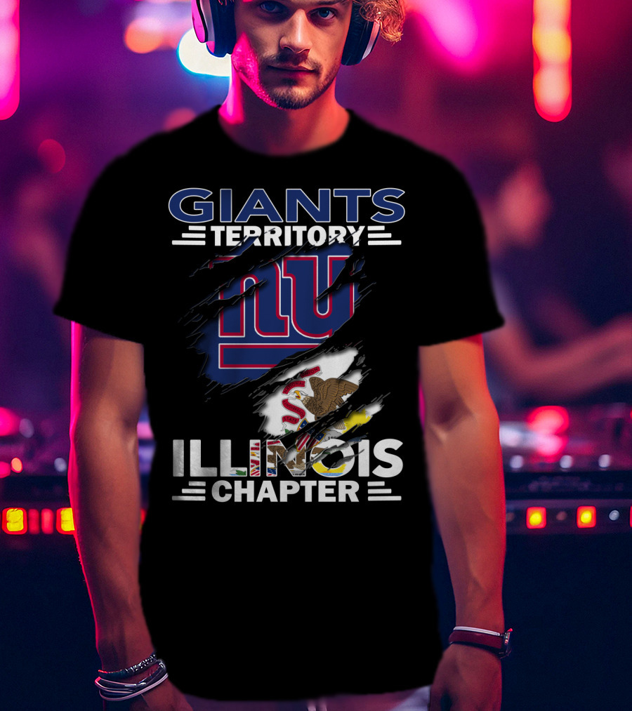 GIANTS TERRITORY ILLINOIS CHAPTER New York Giants Logo And Illinois State Flag T-Shirt
