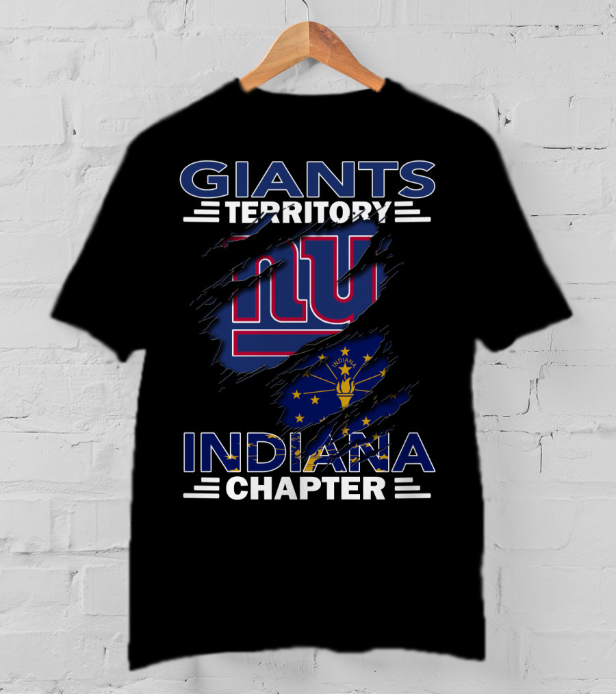 Giants Territory Indiana Chapter New York Giants Indiana Flag Tear T-Shirt