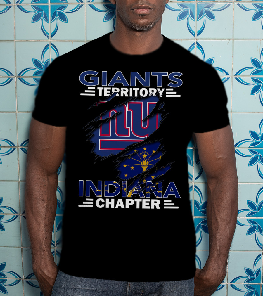 Giants Territory Indiana Chapter New York Giants Indiana Flag Tear T-Shirt