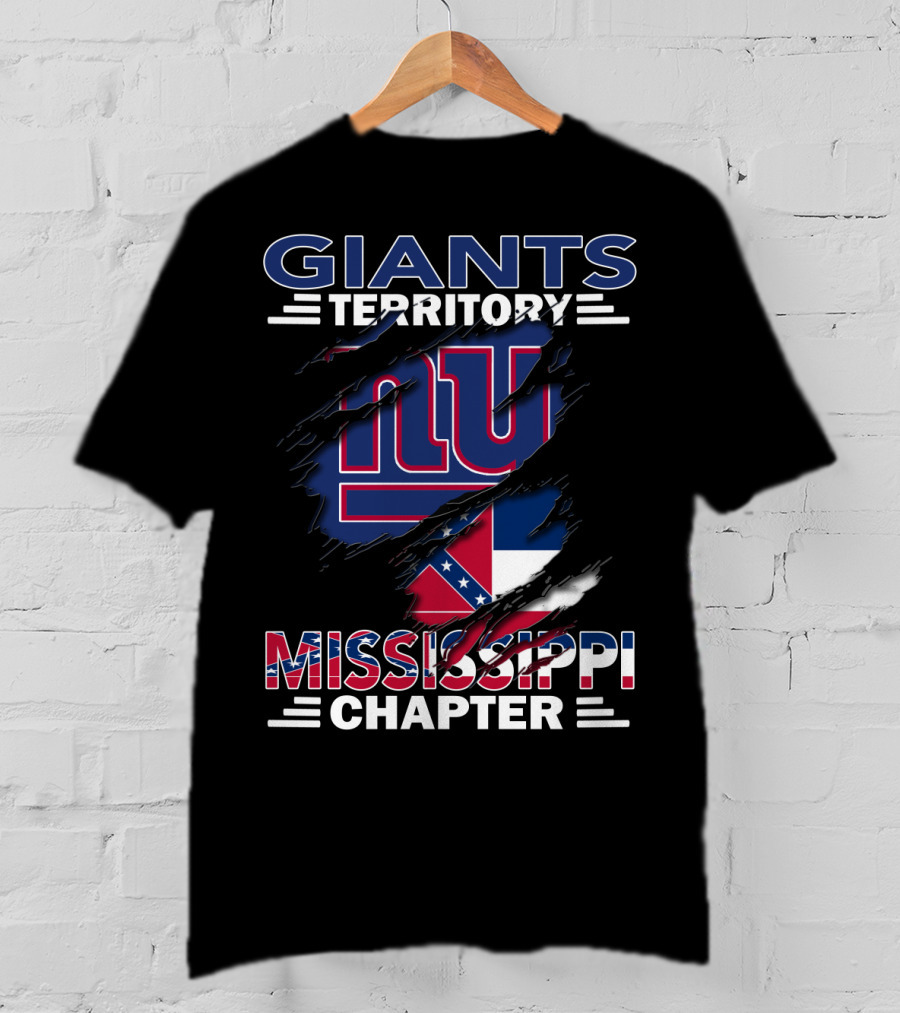 Giants Territory Mississippi Chapter NY Logo And Mississippi Flag Elements T-Shirt