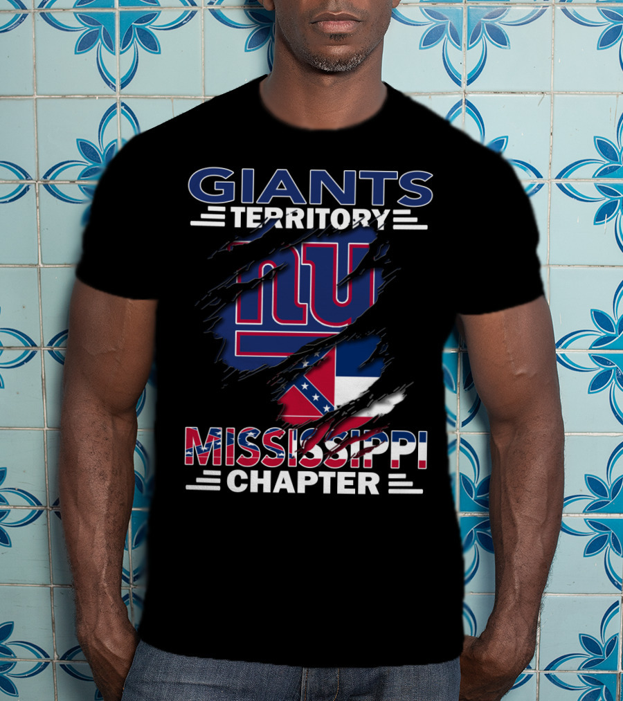 Giants Territory Mississippi Chapter NY Logo And Mississippi Flag Elements T-Shirt