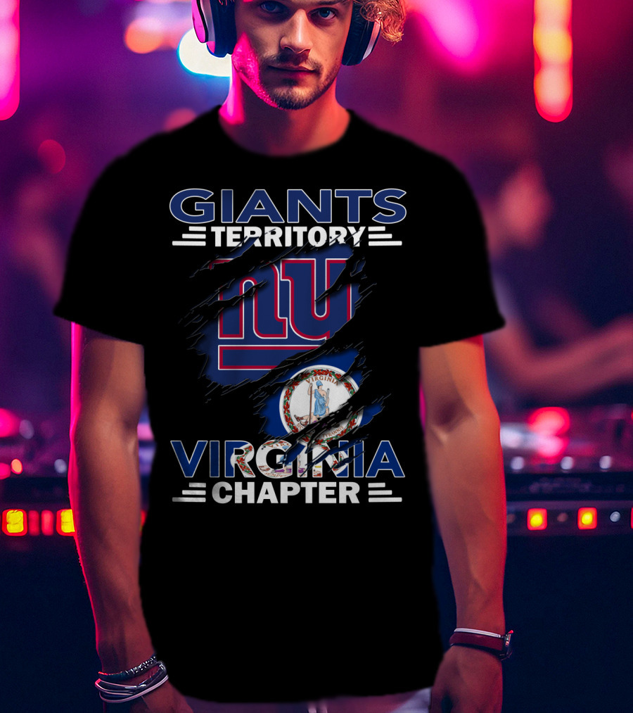 Giants Territory Virginia Chapter NY Logo With Virginia Flag Background T-Shirt