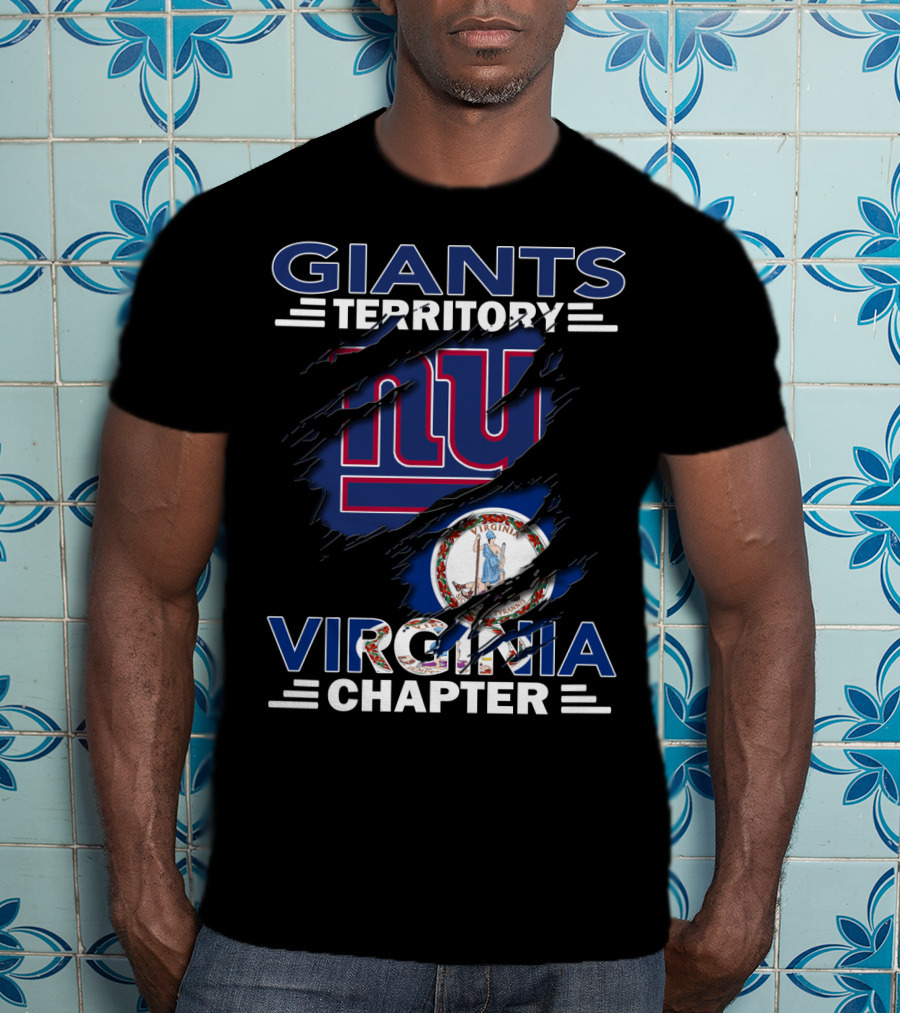 Giants Territory Virginia Chapter NY Logo With Virginia Flag Background T-Shirt