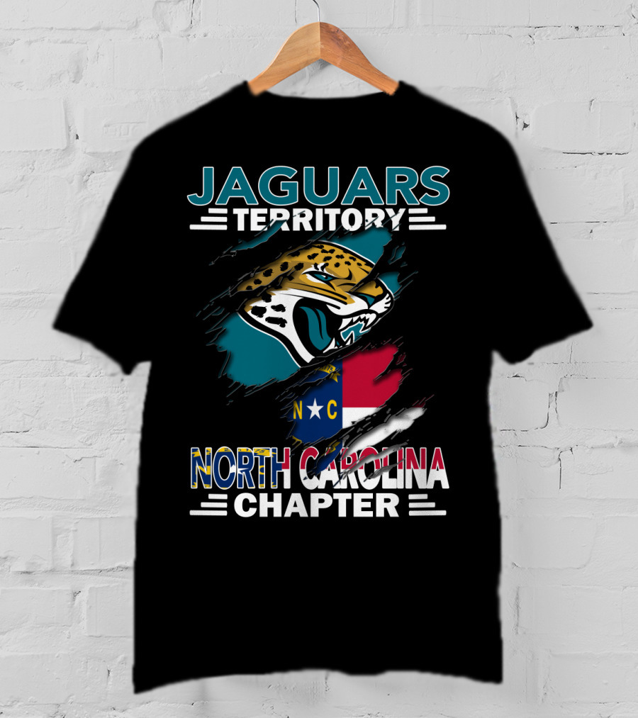 Jaguars Territory North Carolina Chapter Logo And State Flag Fusion T-Shirt