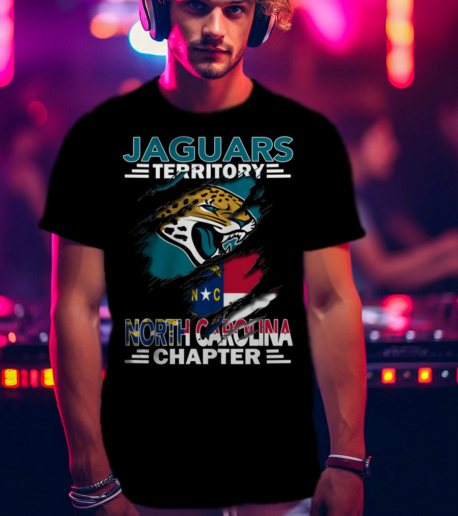 Jaguars Territory North Carolina Chapter Logo And State Flag Fusion T-Shirt