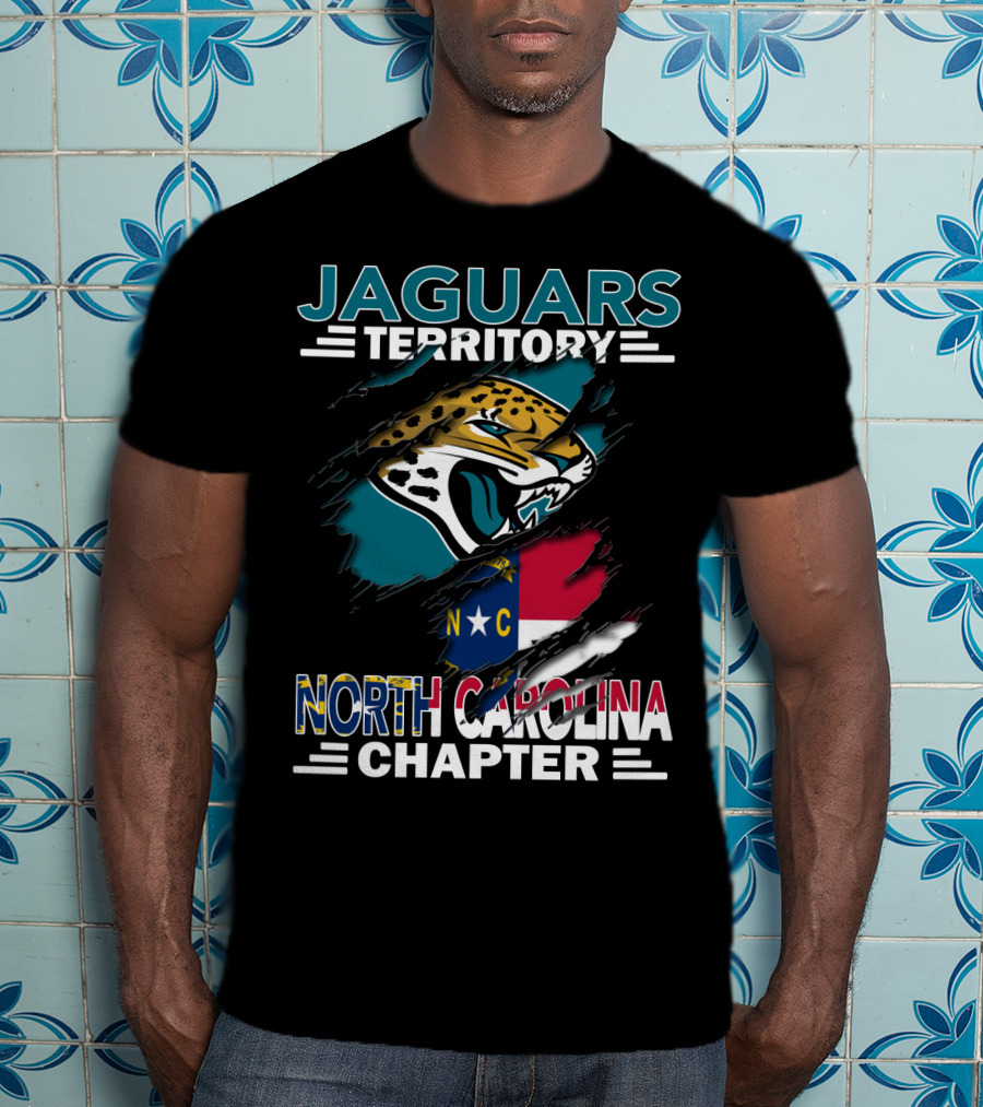 Jaguars Territory North Carolina Chapter Logo And State Flag Fusion T-Shirt