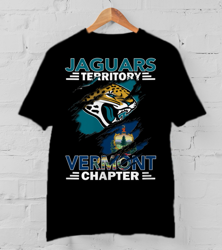 Jaguars Territory Vermont Chapter Emblem With Fierce Jaguar And Vermont Crest T-Shirt