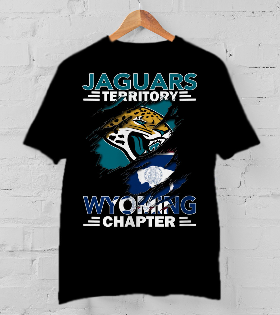 Jaguars Territory Wyoming Chapter Fan Emblem With Flag And Fierce Jaguar Mascot T-Shirt