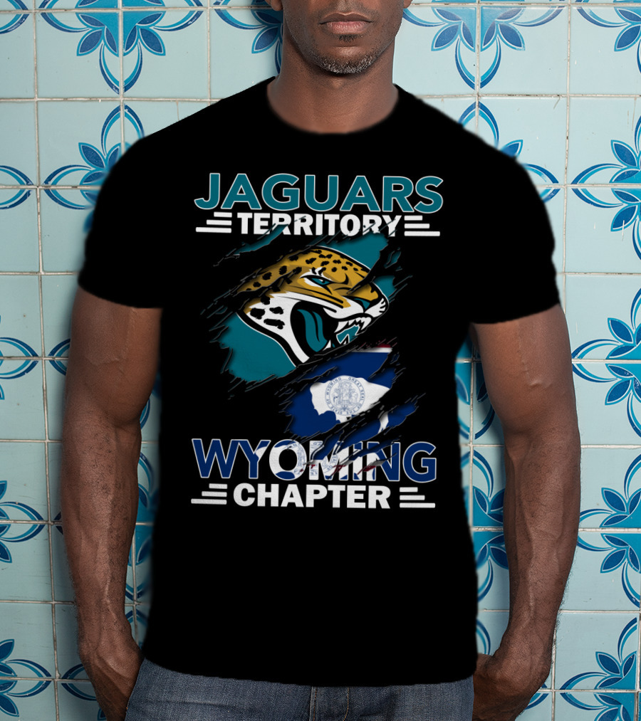 Jaguars Territory Wyoming Chapter Fan Emblem With Flag And Fierce Jaguar Mascot T-Shirt