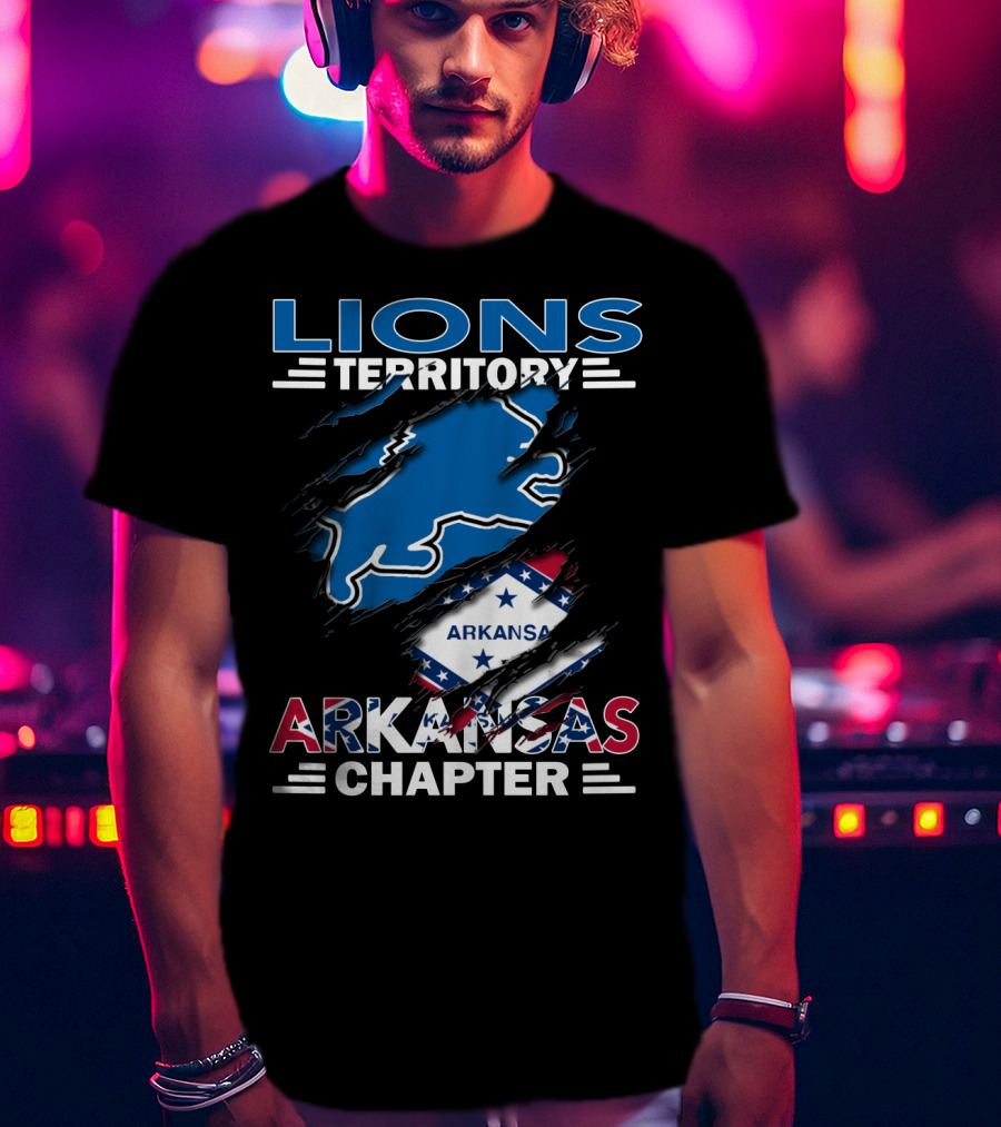 Lions Territory Arkansas Chapter Blue Lion And State Flag T-Shirt
