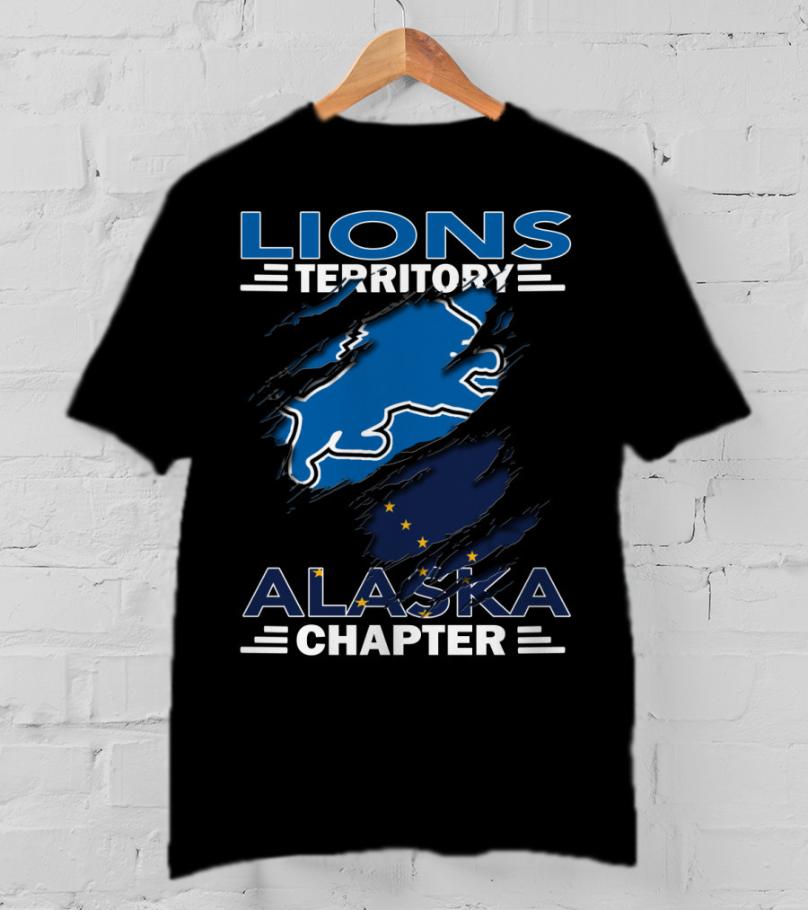 Lions Territory Alaska Chapter Blue Lion And Flag T-Shirt