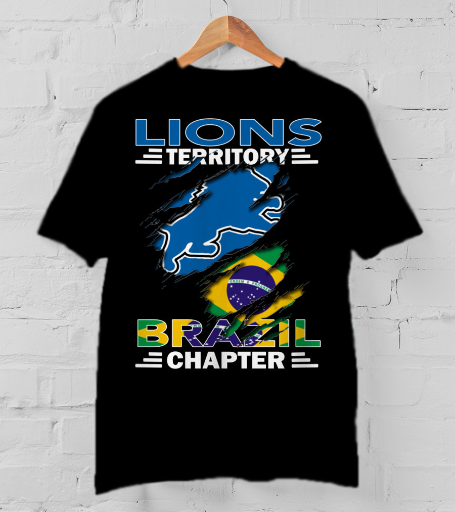 Lions Territory Brazil Chapter Flag And Blue Lion T-Shirt