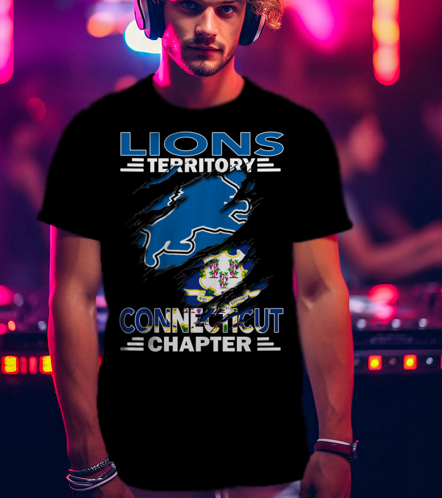 Lions Territory Connecticut Chapter State Crest Ripped T-Shirt