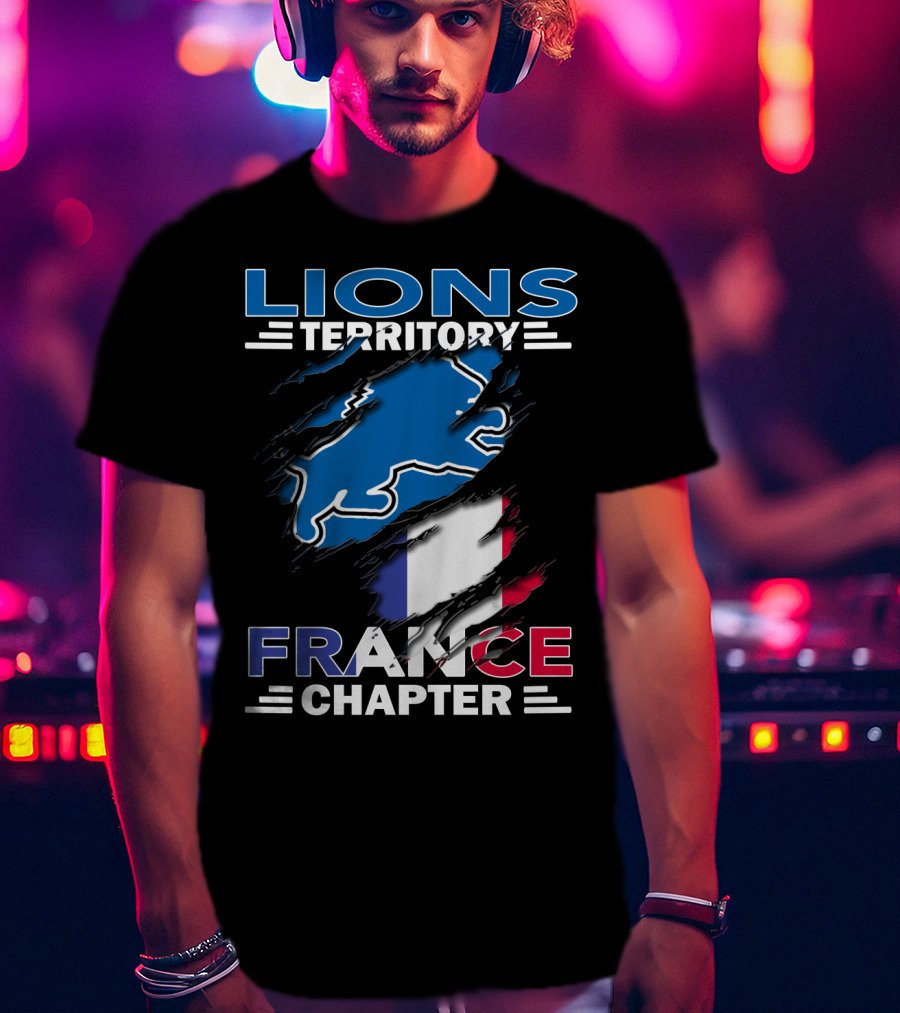 Lions Territory France Chapter Ripped Flag T-Shirt