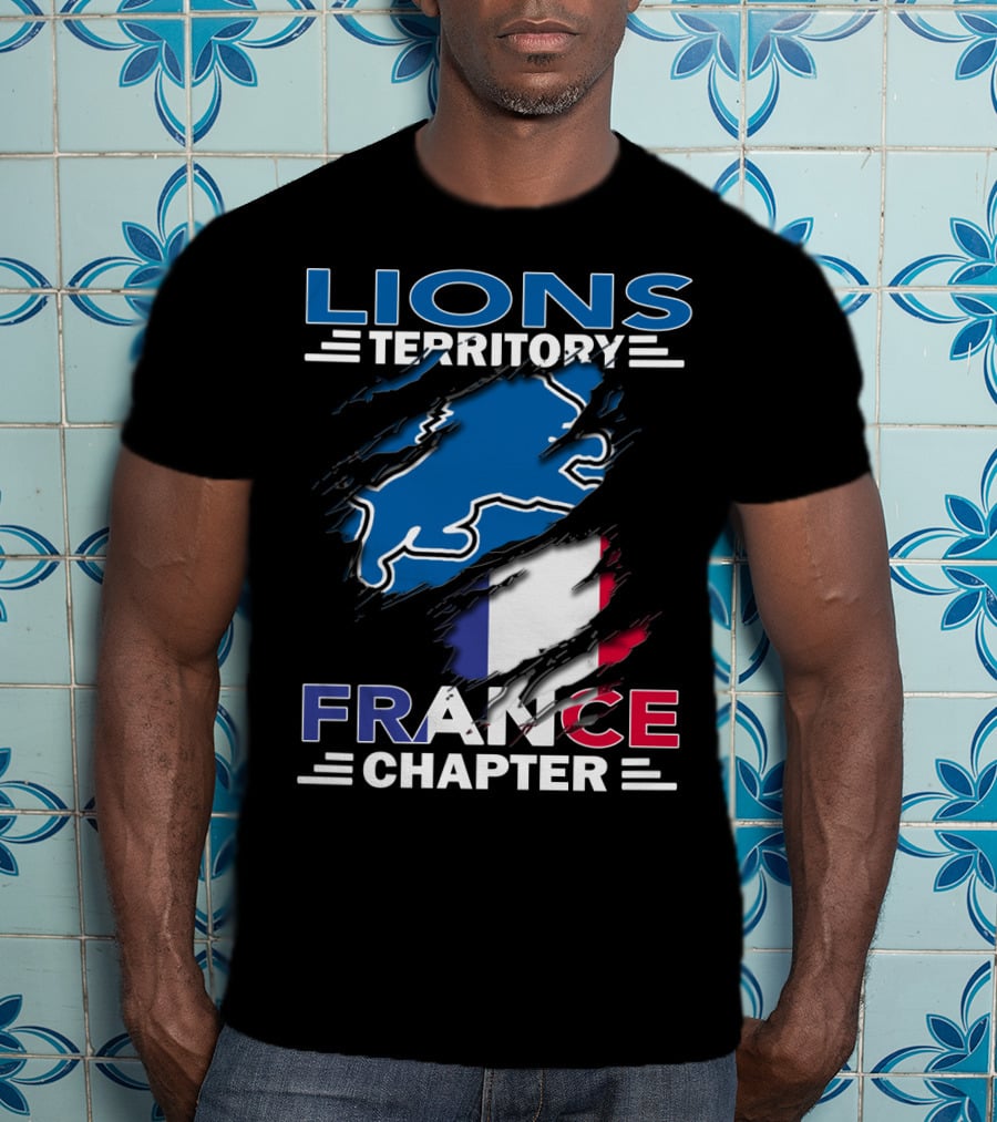 Lions Territory France Chapter Ripped Flag T-Shirt