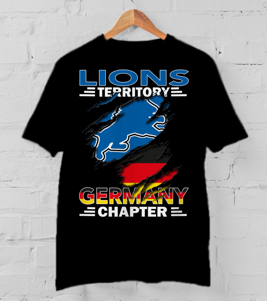 Lions Territory Germany Chapter Blue Lion German Flag Graphics T-Shirt