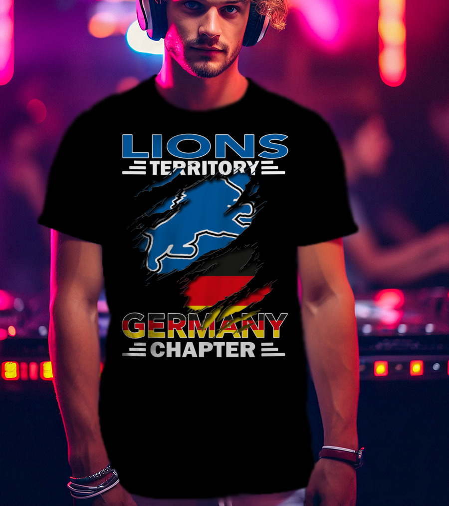 Lions Territory Germany Chapter Blue Lion German Flag Graphics T-Shirt