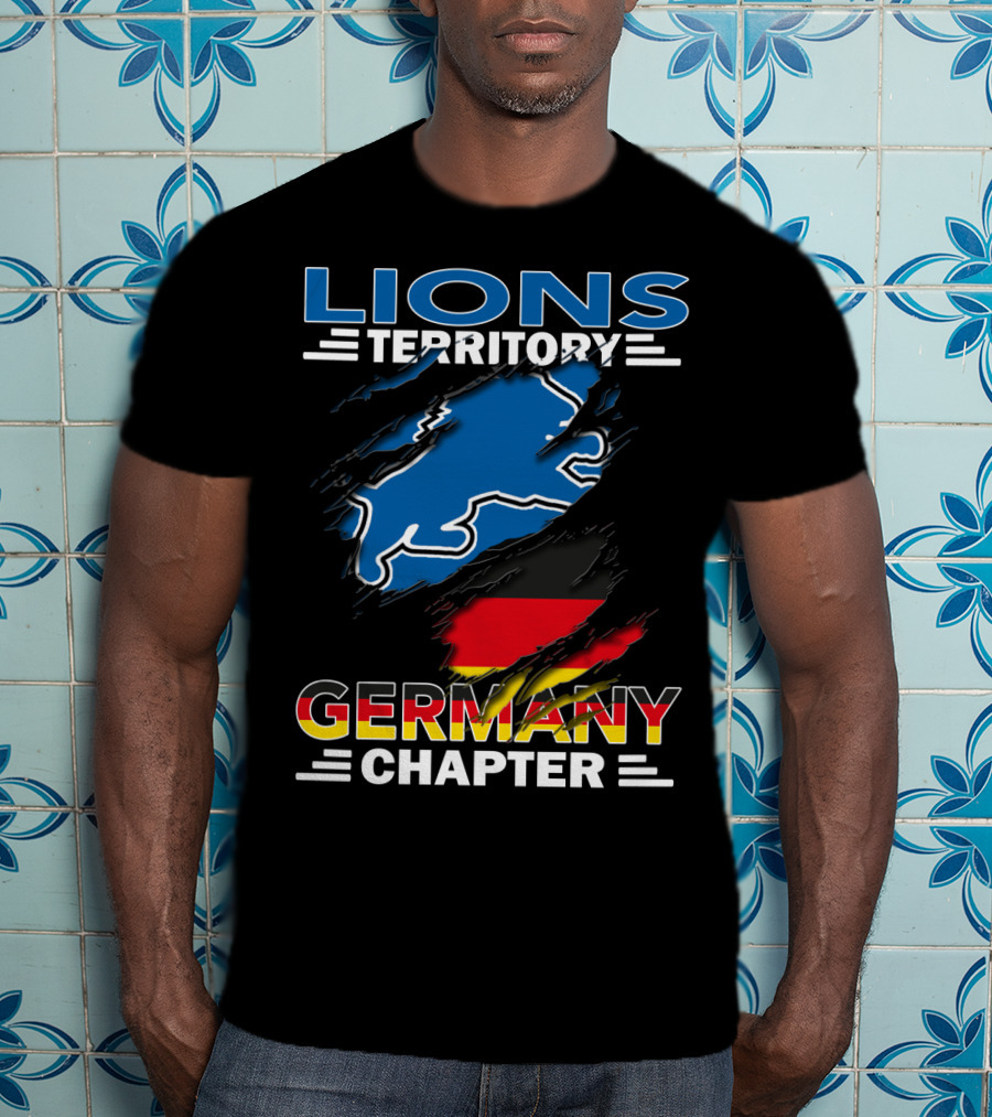 Lions Territory Germany Chapter Blue Lion German Flag Graphics T-Shirt