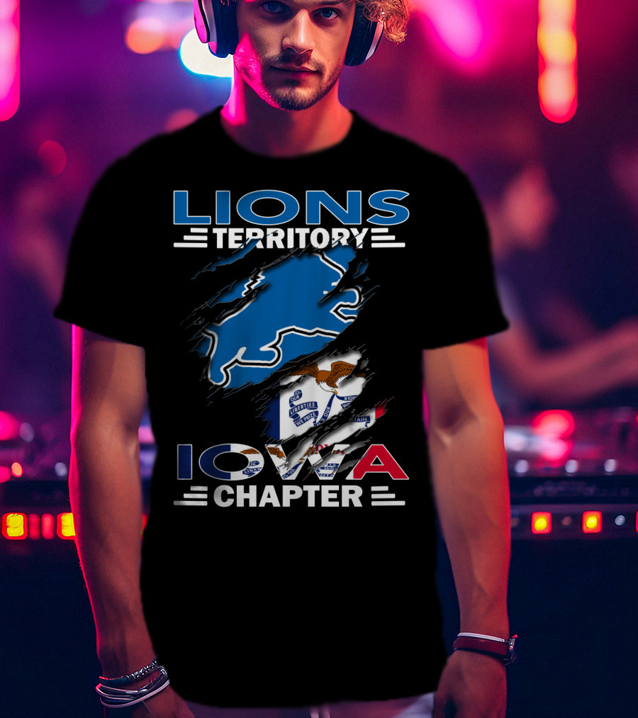Lions Territory Iowa Chapter Ripped Flag T-Shirt
