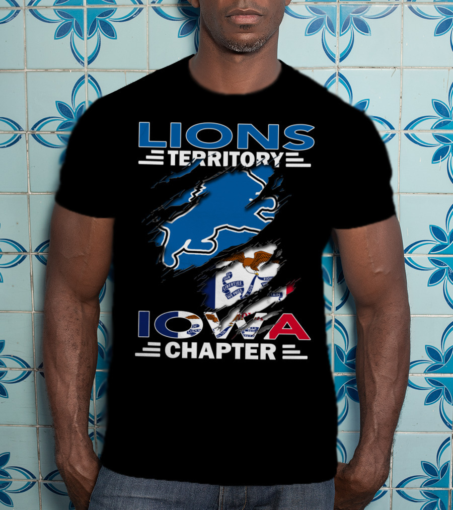 Lions Territory Iowa Chapter Ripped Flag T-Shirt
