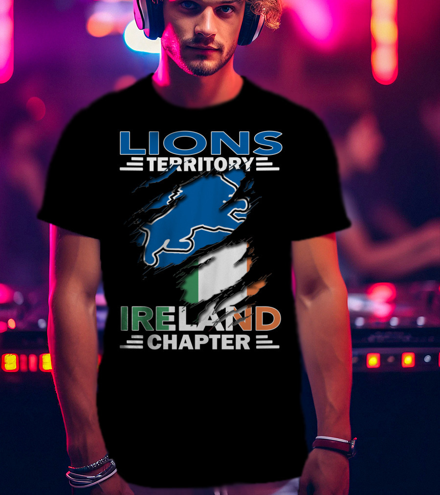 Lions Territory Detroit Ireland Chapter Irish Flag T-Shirt