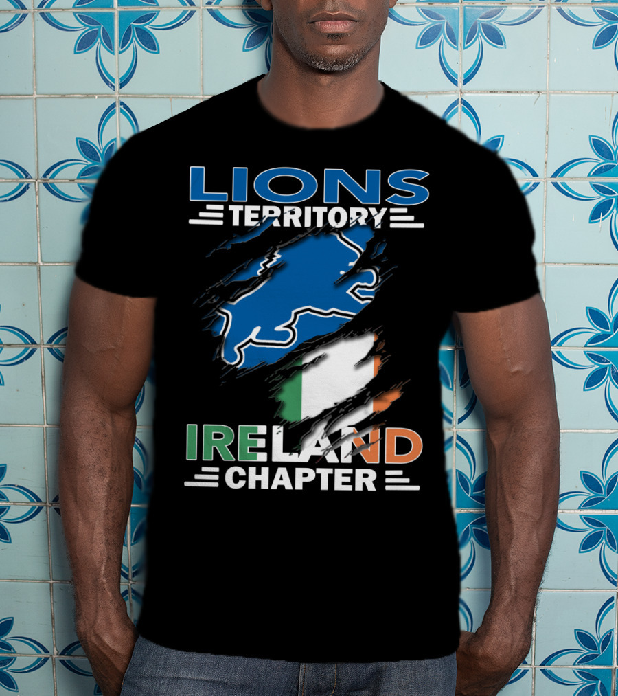 Lions Territory Detroit Ireland Chapter Irish Flag T-Shirt