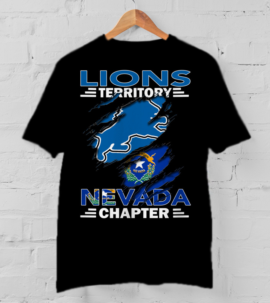 Lions Territory Nevada Chapter Nevada Flag Outline T-Shirt