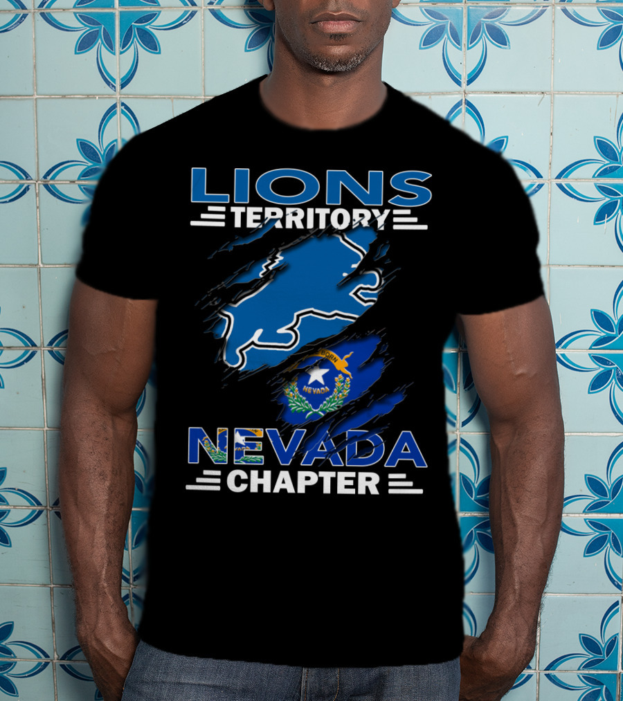 Lions Territory Nevada Chapter Nevada Flag Outline T-Shirt