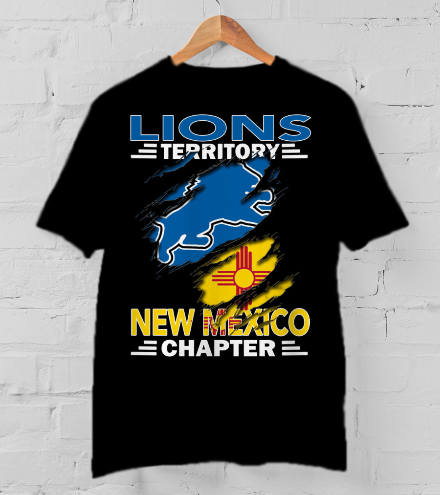 Lions Territory New Mexico Chapter Zia Symbol Blue Lion T-Shirt