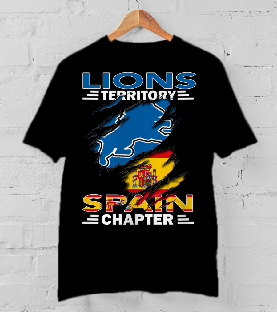 Lions Territory Spain Chapter Blue Lion Spanish Flag T-Shirt