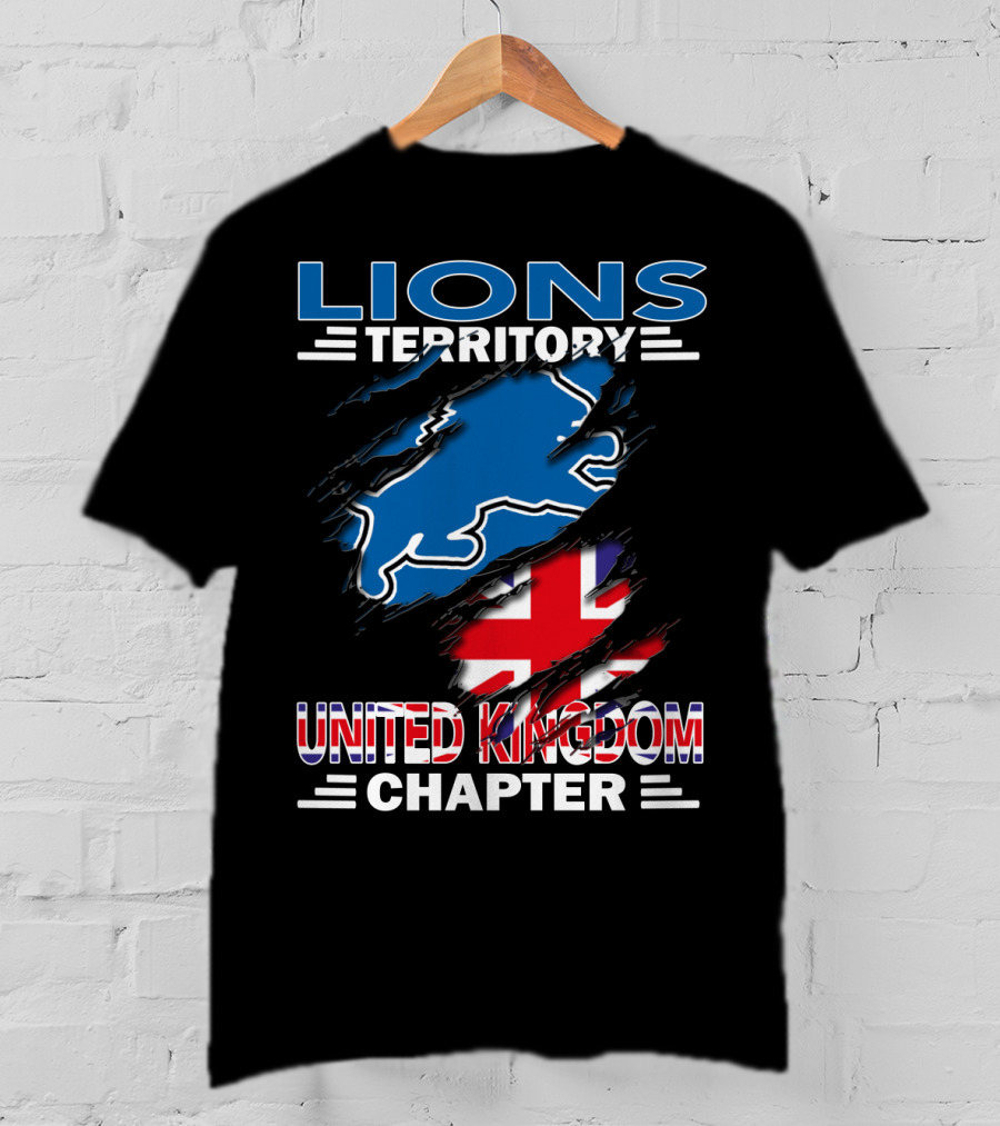 Lions Territory United Kingdom Chapter Union Jack Blue Lion T-Shirt