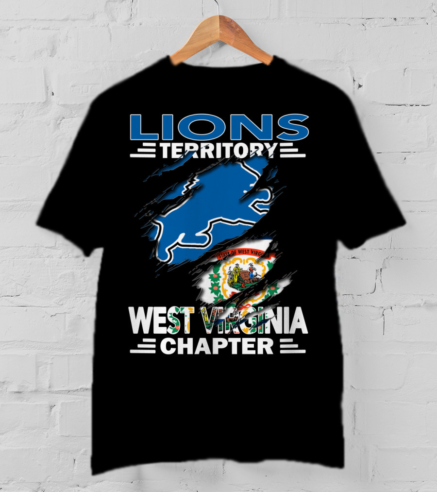 Lions Territory West Virginia Chapter State Emblem Ripped T-Shirt