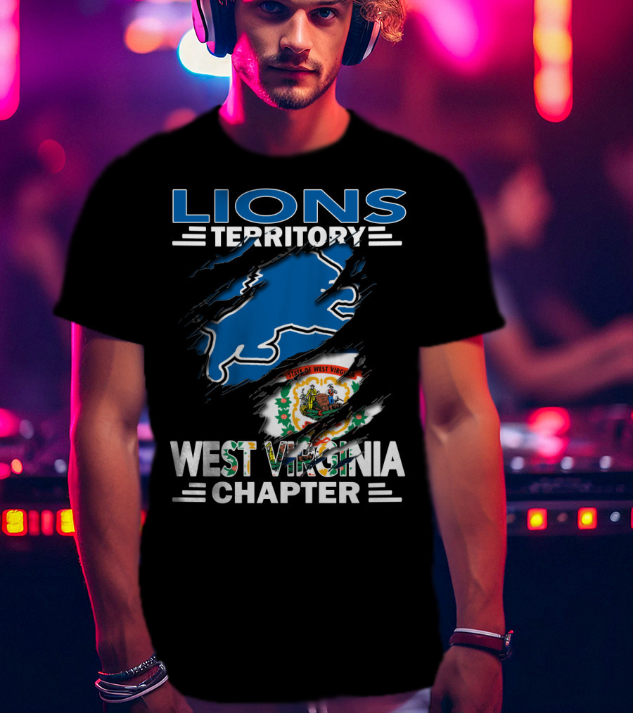 Lions Territory West Virginia Chapter State Emblem Ripped T-Shirt