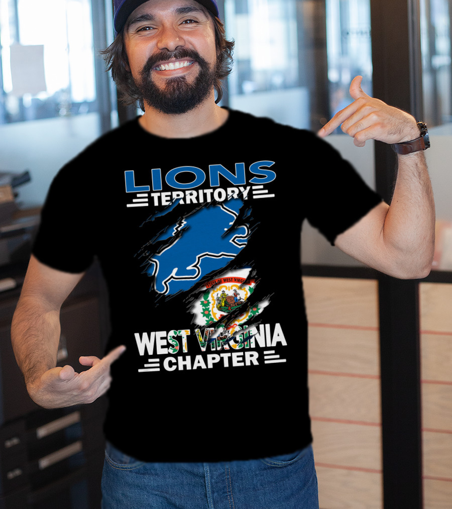 Lions Territory West Virginia Chapter State Emblem Ripped T-Shirt