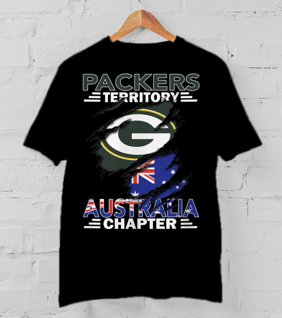 Packers Territory Australia Chapter Green Bay Packers Logo With Australian Flag T-Shirt