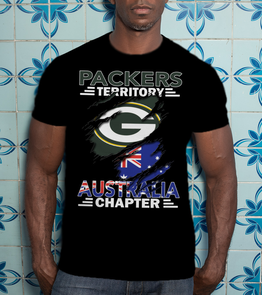 Packers Territory Australia Chapter Green Bay Packers Logo With Australian Flag T-Shirt