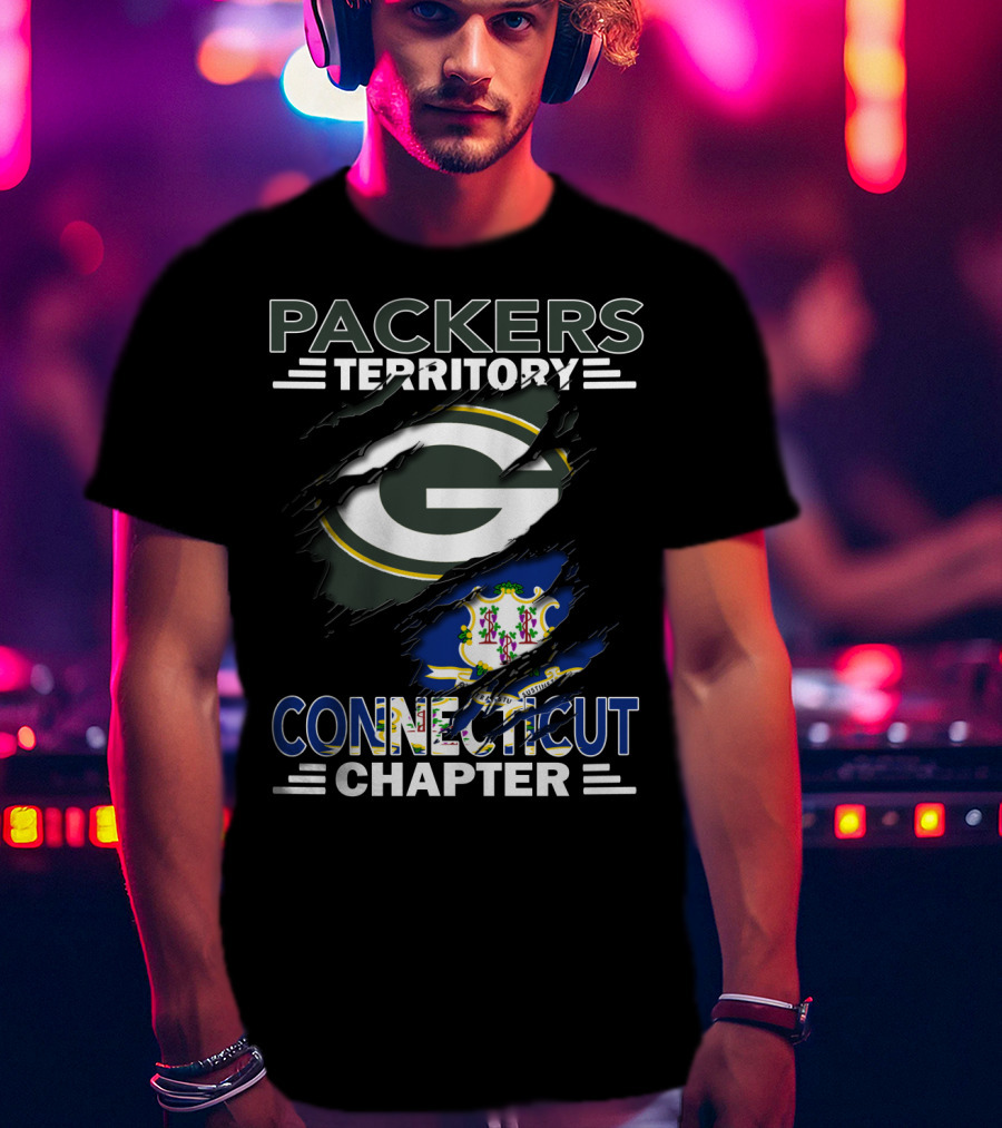 Packers Territory Connecticut Chapter Green Bay Logo And Connecticut State Emblem T-Shirt