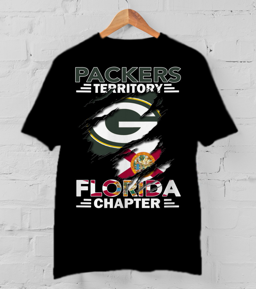Packers Territory Florida Chapter Green Bay Logo And Florida State Flag T-Shirt