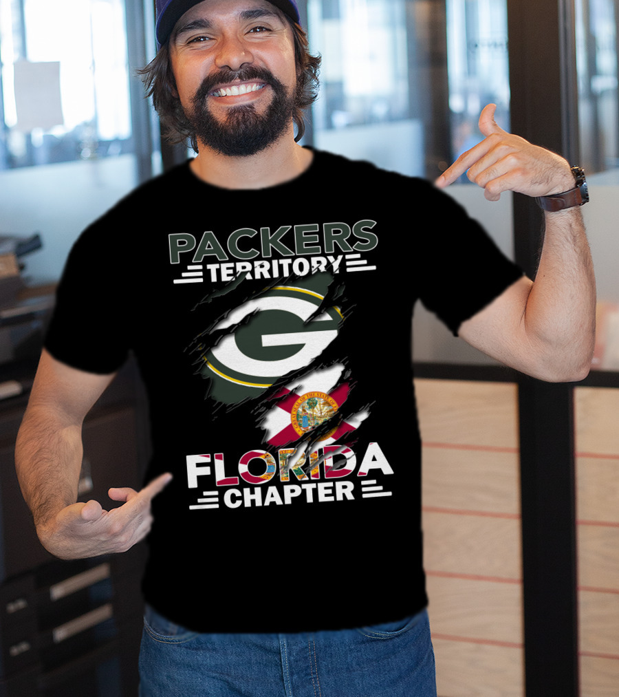 Packers Territory Florida Chapter Green Bay Logo And Florida State Flag T-Shirt