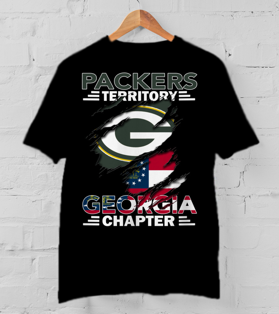 Packers Territory Georgia Chapter Green Bay Football Logo And Georgia Flag Integration T-Shirt