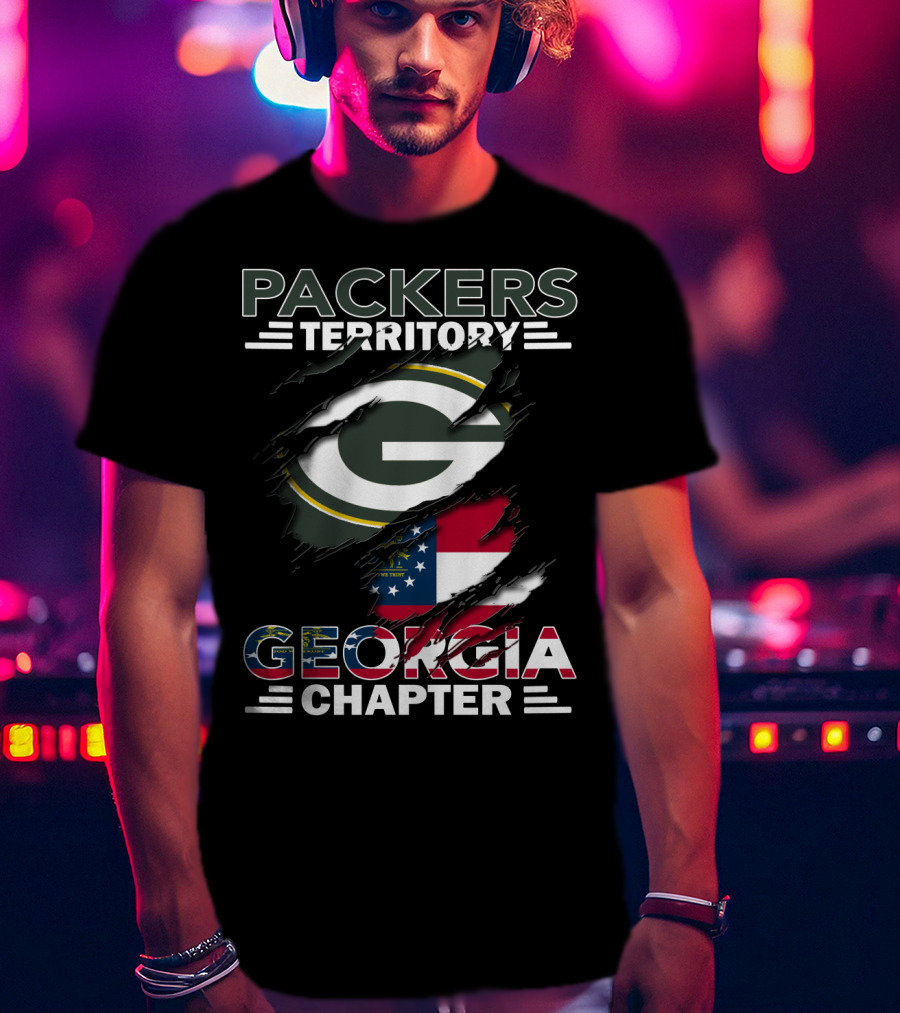 Packers Territory Georgia Chapter Green Bay Football Logo And Georgia Flag Integration T-Shirt